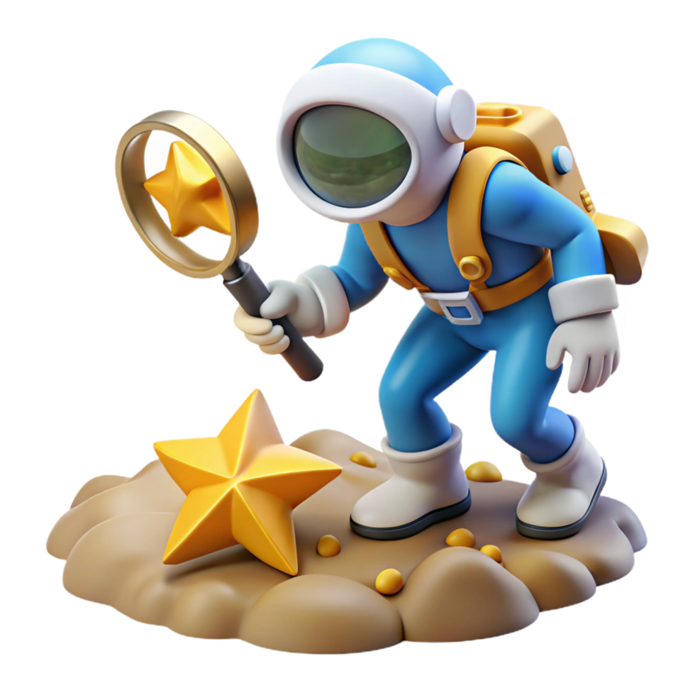 Astronaut Discovering a Star A 3D Rendered Scene png