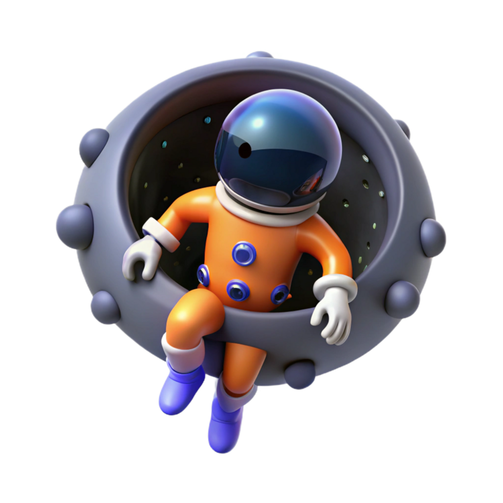 3D Cartoon Astronaut in Spacecraft Illustration A Cosmic Adventure png