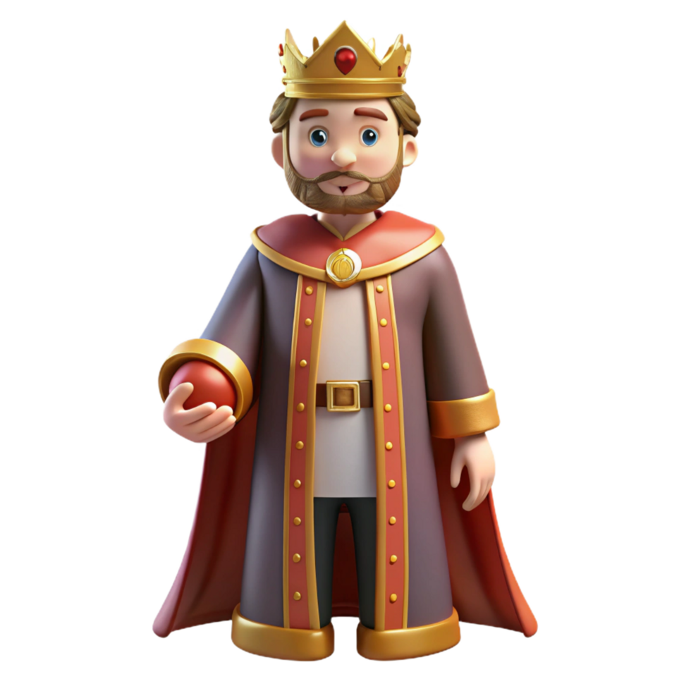 Cartoon King 3D Render png