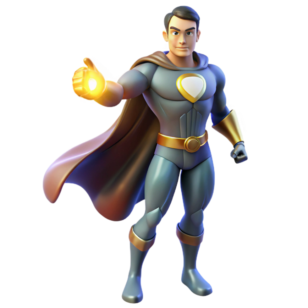 3D Superhero Illustration Golden Power png