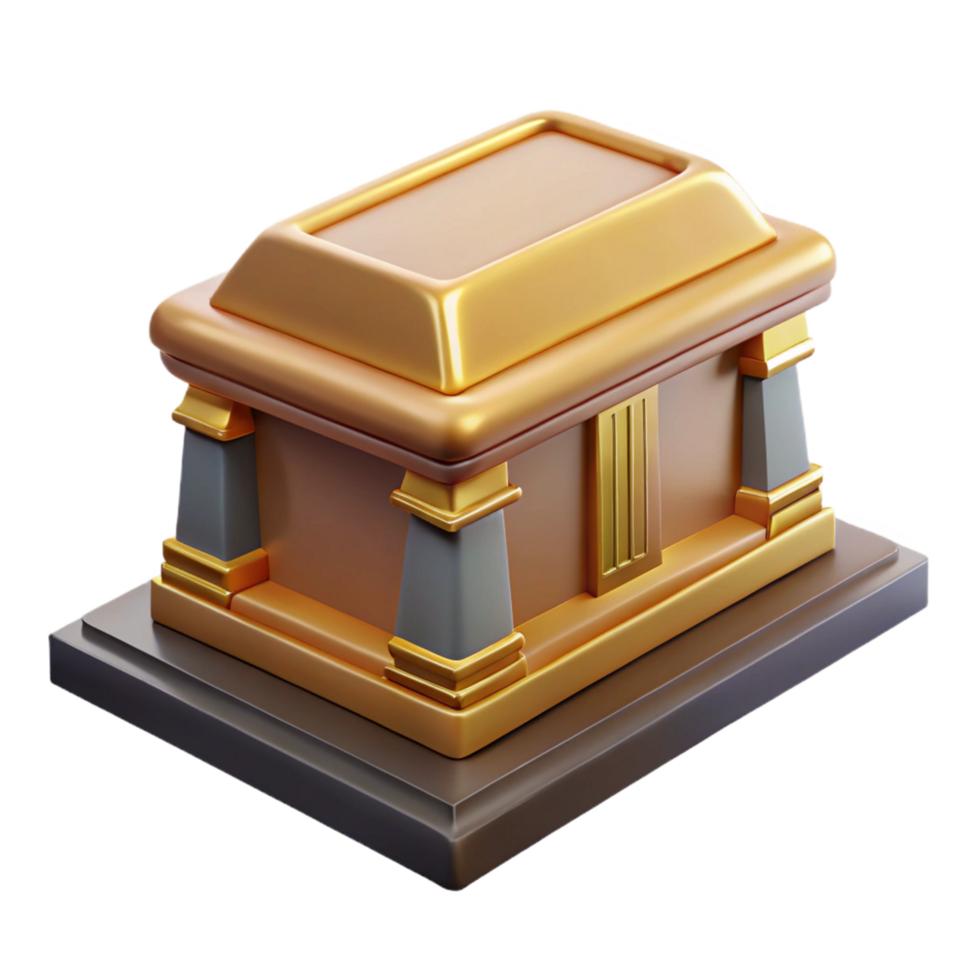 Golden Treasure Chest 3D Render Illustration Ancient Architecture Design Game Asset High Quality Model png