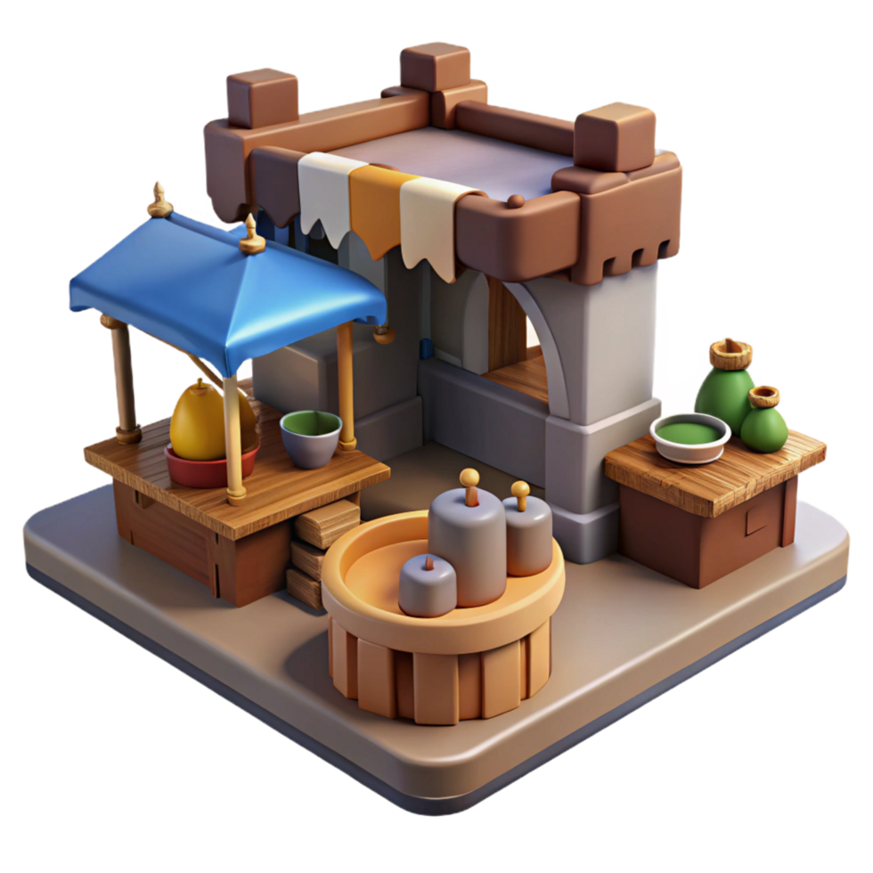 3D Model of a Fantasy Market Stall png