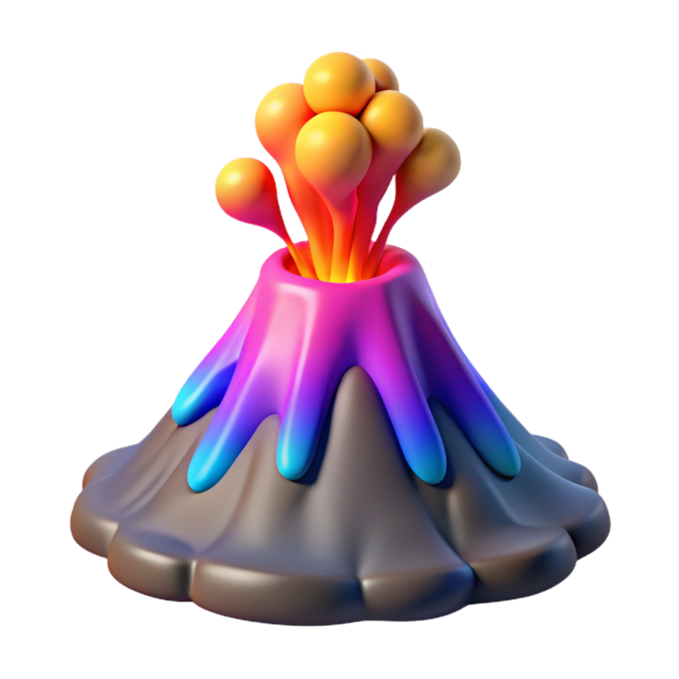 Colorful 3D Volcano Illustration png