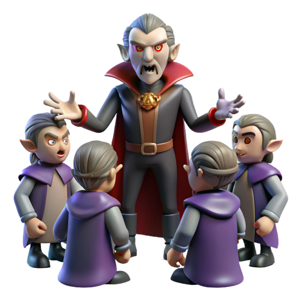 3D Illustration Vampire Lord and his Minions png