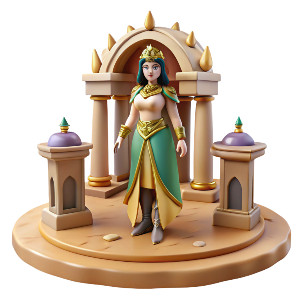 3D Render of a Queen in a Temple png