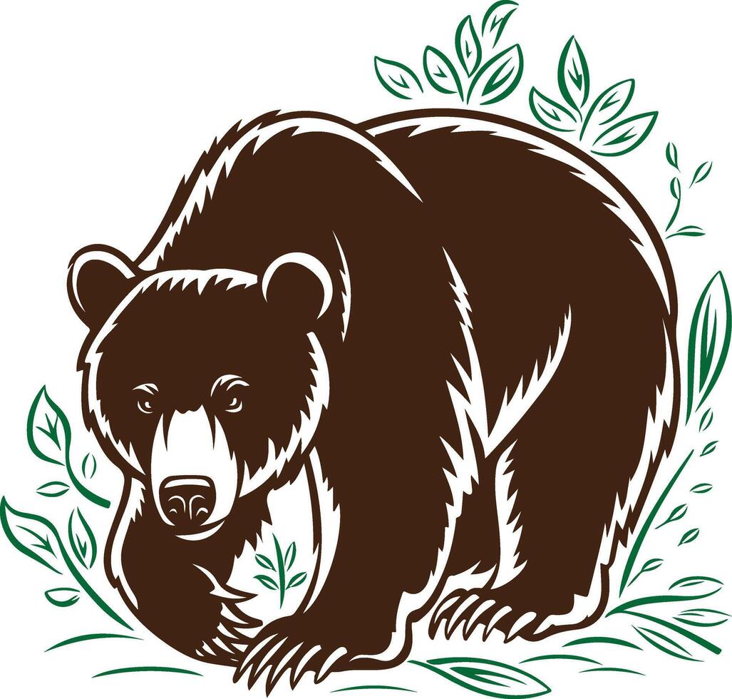 Grizzly Bear Wilderness Nature Artwork vector
