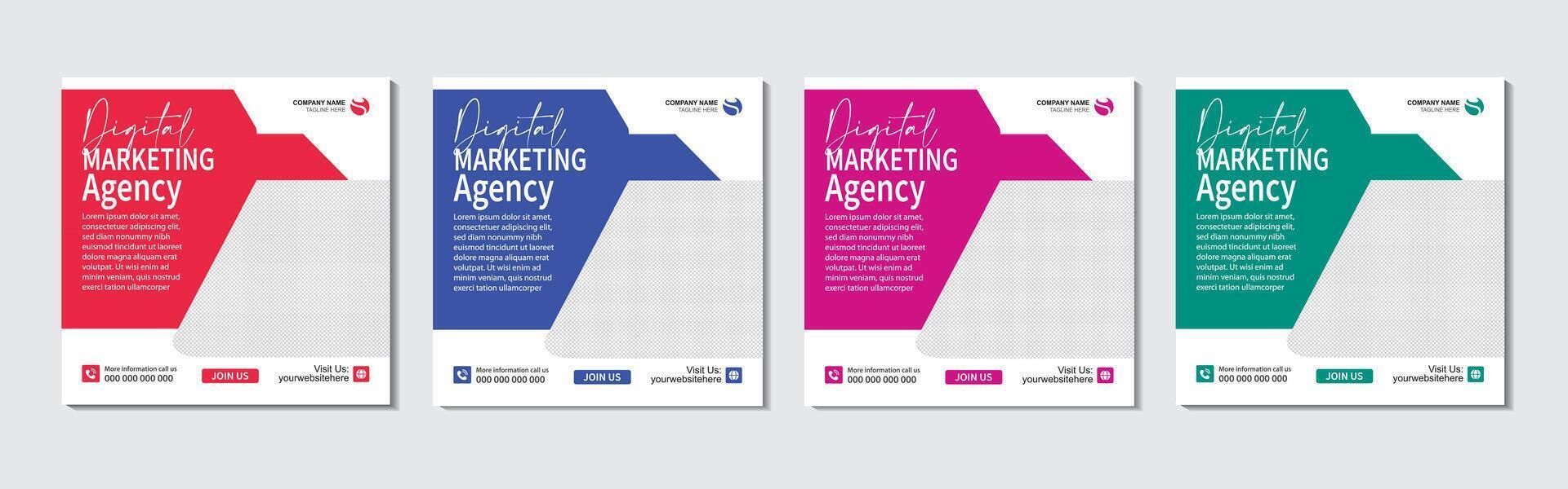 New digital marketing agency flyer square ads instagram vector