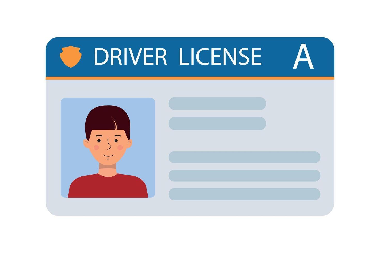 The car driver's ID card with a photo. Plastic identification card. illustration of the identity document of the driver of the vehicle. A business card showing the business concept. vector