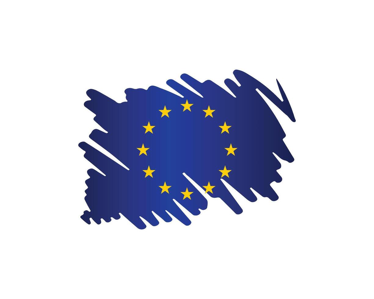 Grunge style brush stroke of the European flag, ideal for political and cultural themes vector