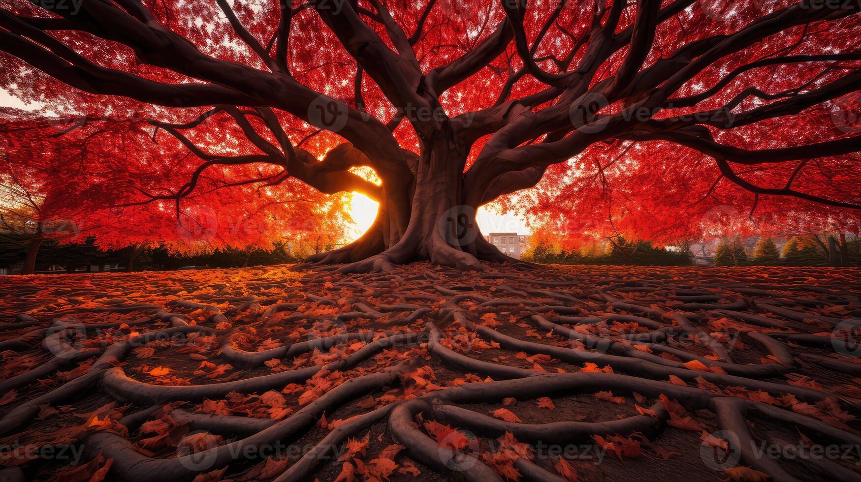 red tree and root photo