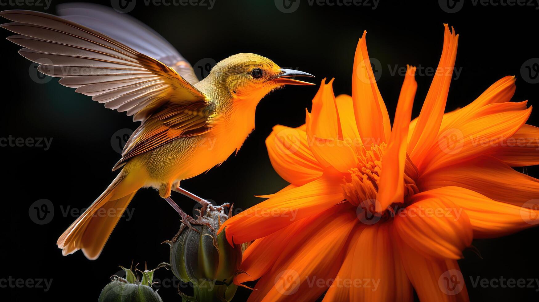 nectar orange bird photo