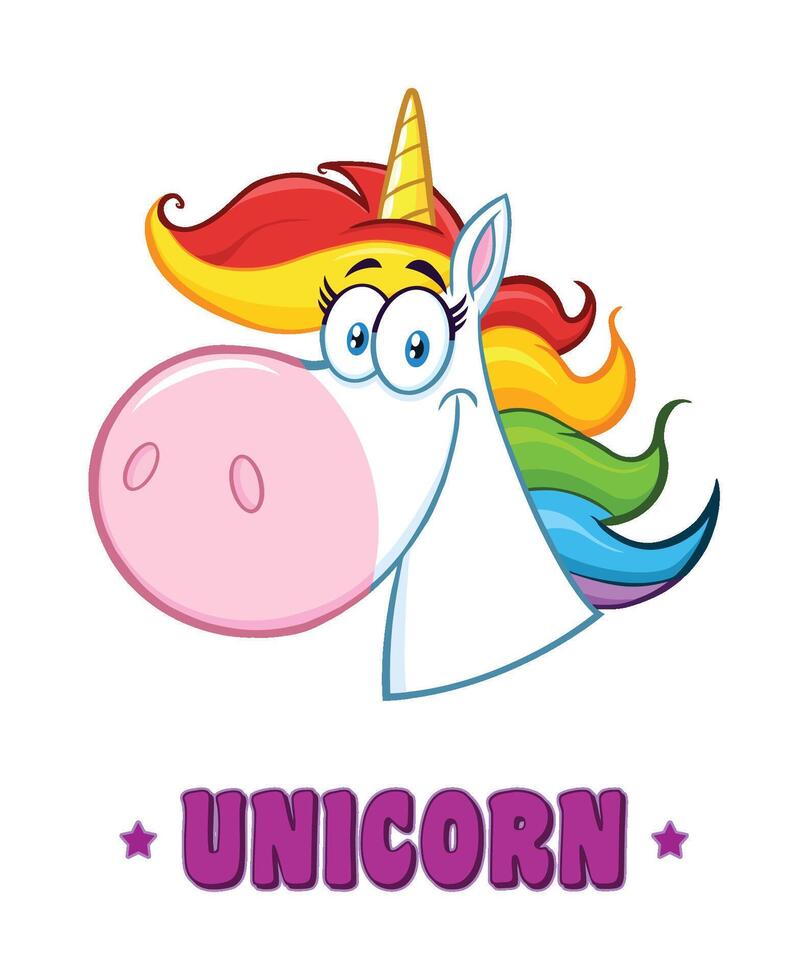 Smiling Magic Unicorn Head Cartoon Mascot Character vector
