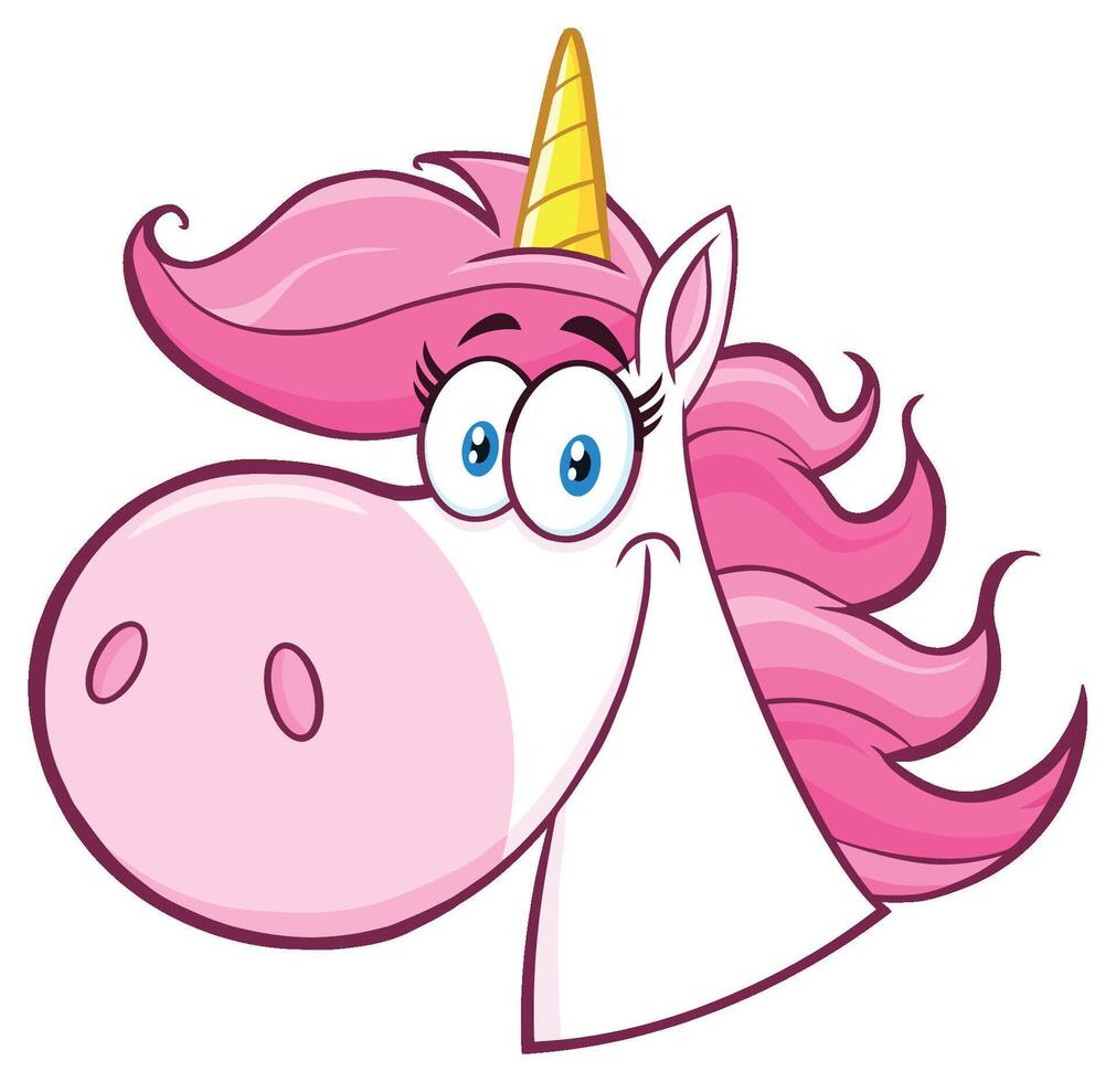 Smiling Magic Unicorn Head Cartoon Mascot Character vector