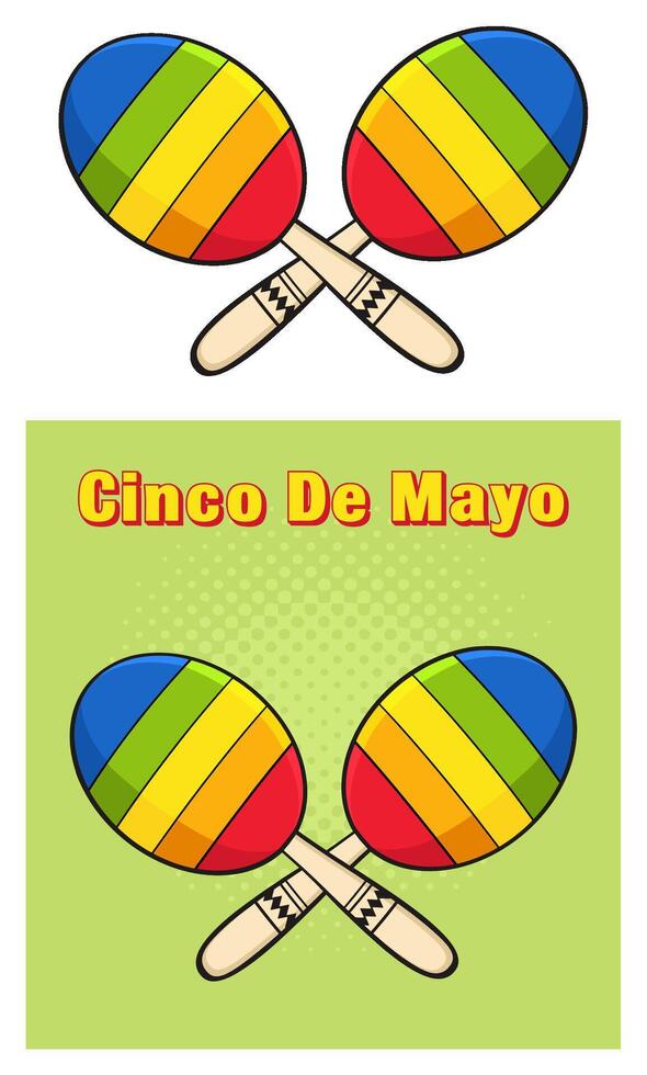 Colorful Mexican Maracas Crossed. Collection Set vector