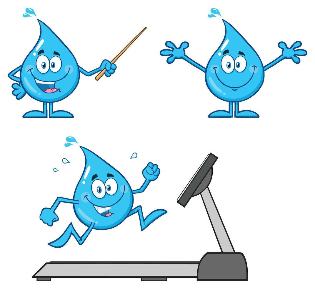 Cute Water Drops Teaching and Running vector