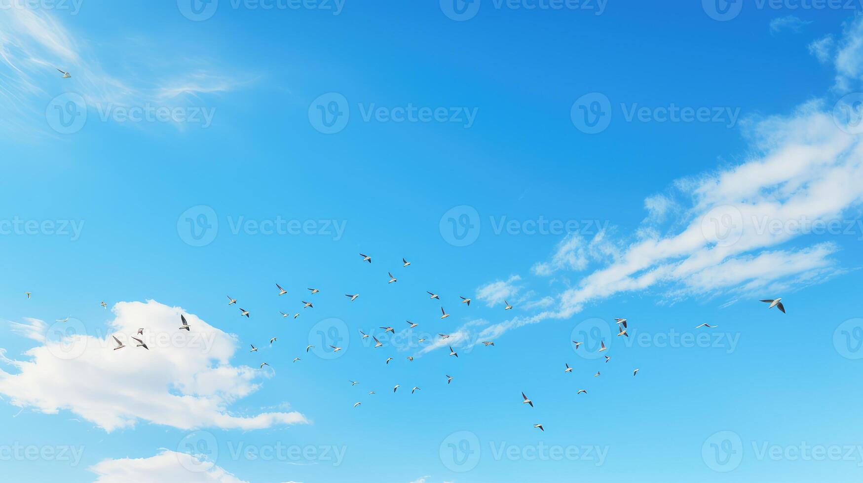 birds blue sky no clouds photo