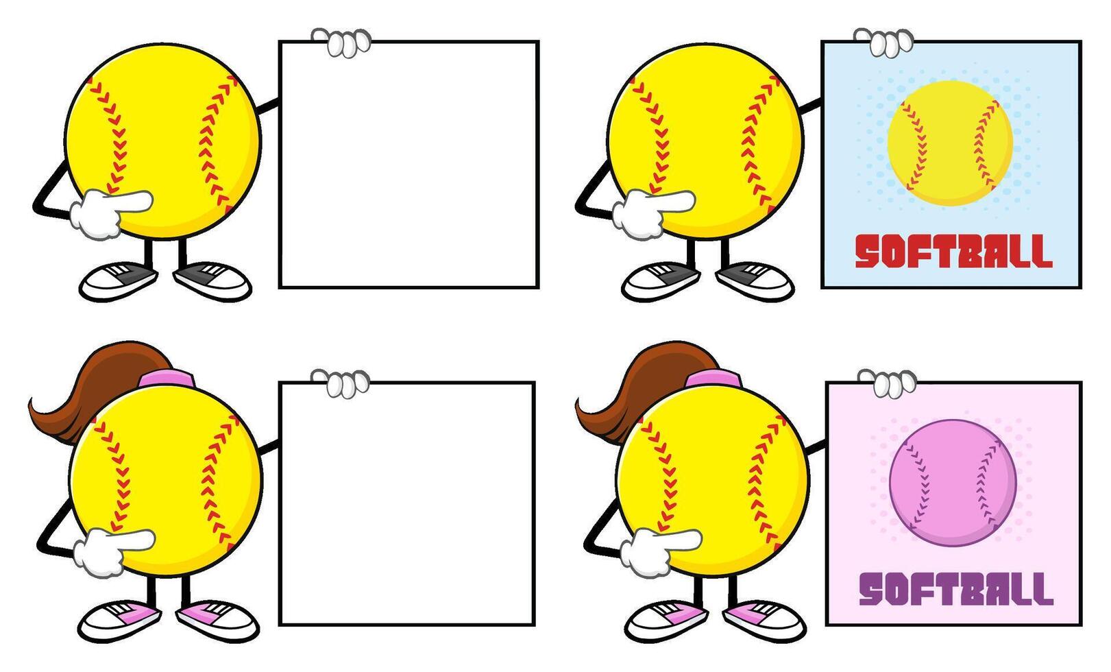 Funny Male and Female Softball Mascots for Custom Messages vector