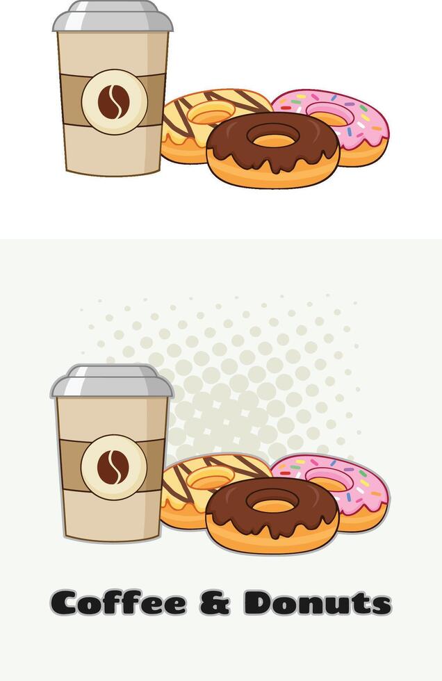 Coffee and Donuts Illustration for Breakfast Theme vector