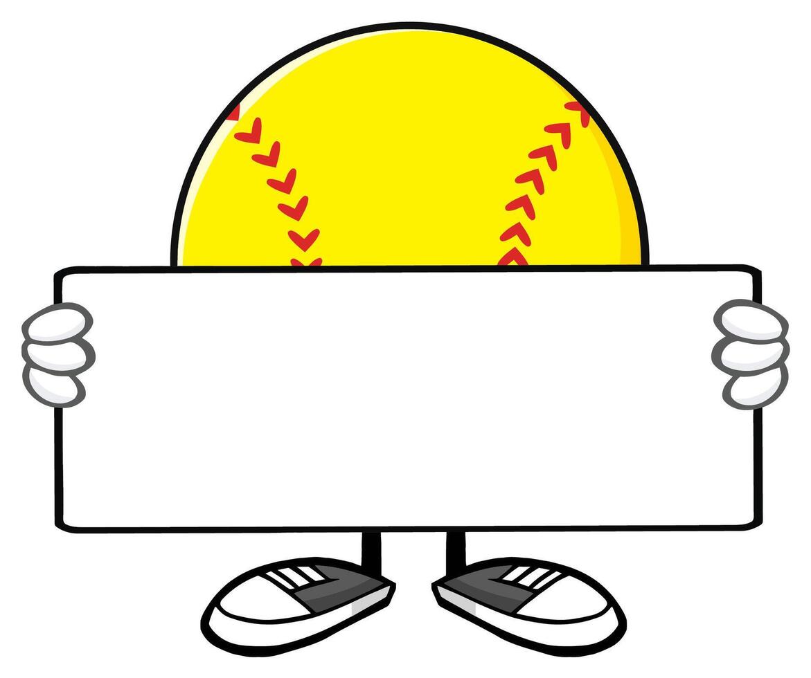 Sporty Softball Cartoon Holding a Customizable Sign vector