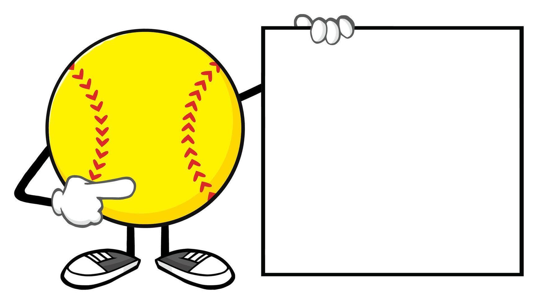 Funny Softball Mascot Pointing at an Empty Board vector