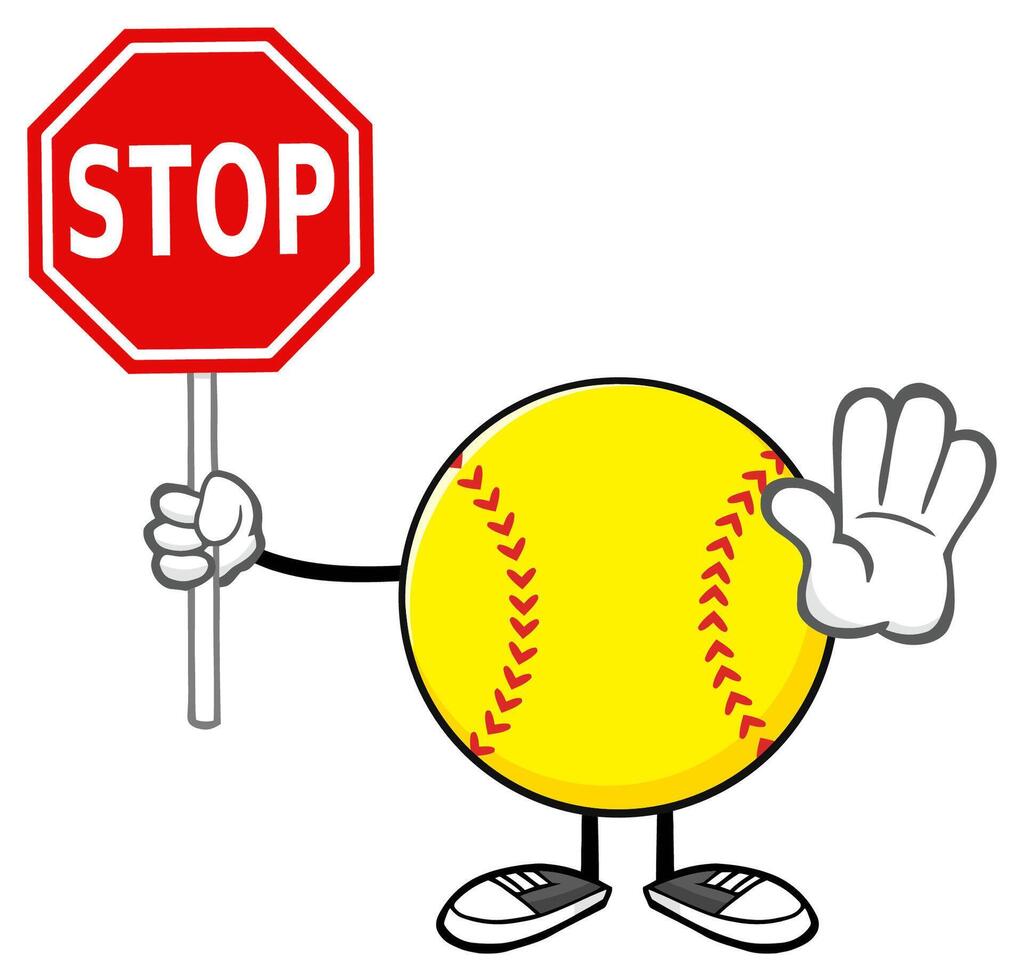 Sporty Softball Character Showing Stop Signal vector