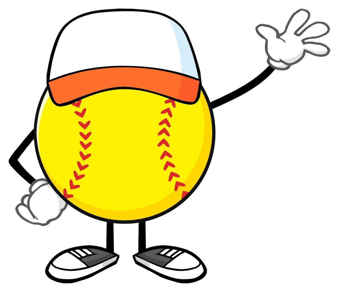 Cartoon Softball Character Wearing a Cap vector