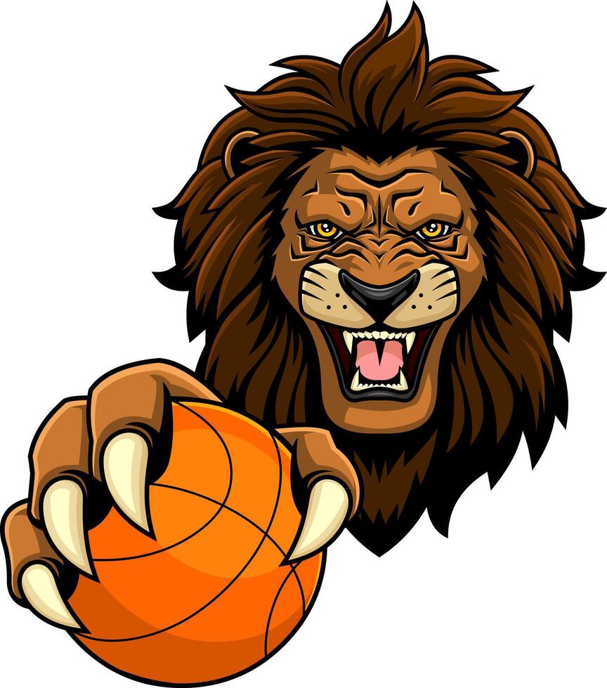Majestic Lion with Clawed Paw Holding Ball vector