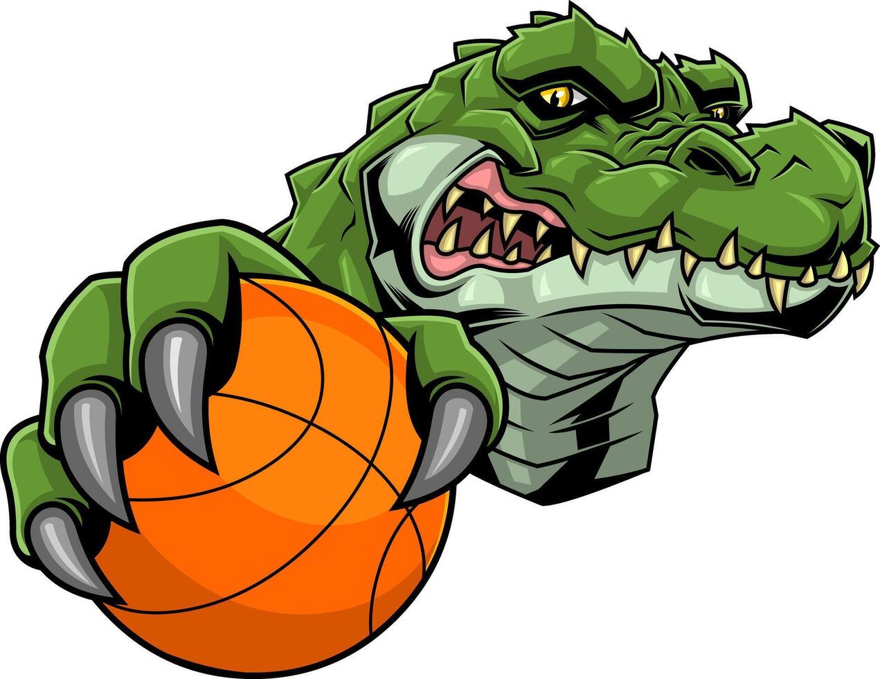 Angry Crocodile Mascot with Claws and Ball vector