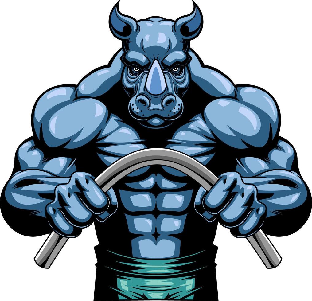 Muscular Rhino Bending Metal vector
