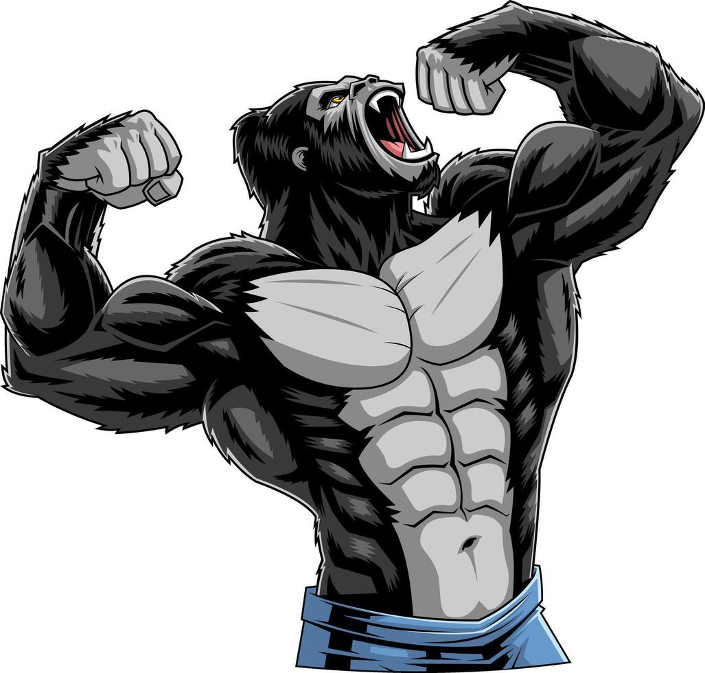 Fierce Gorilla with Muscles vector