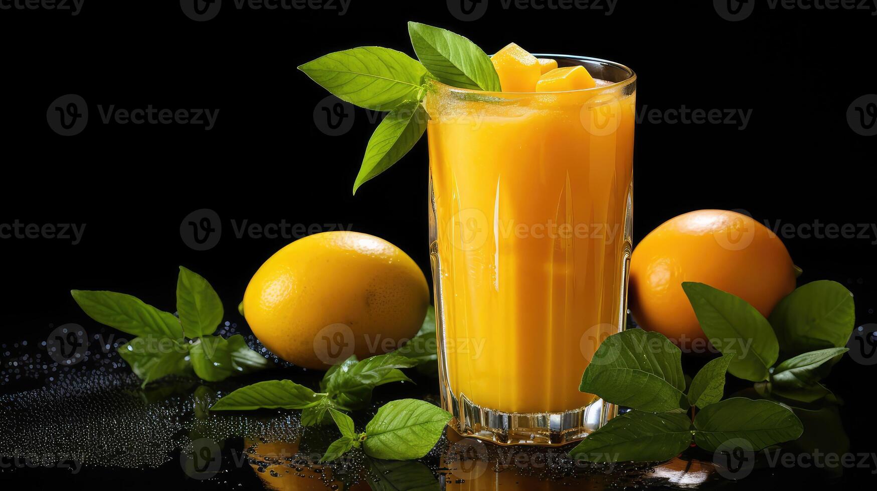 slice leaf mango fruit photo