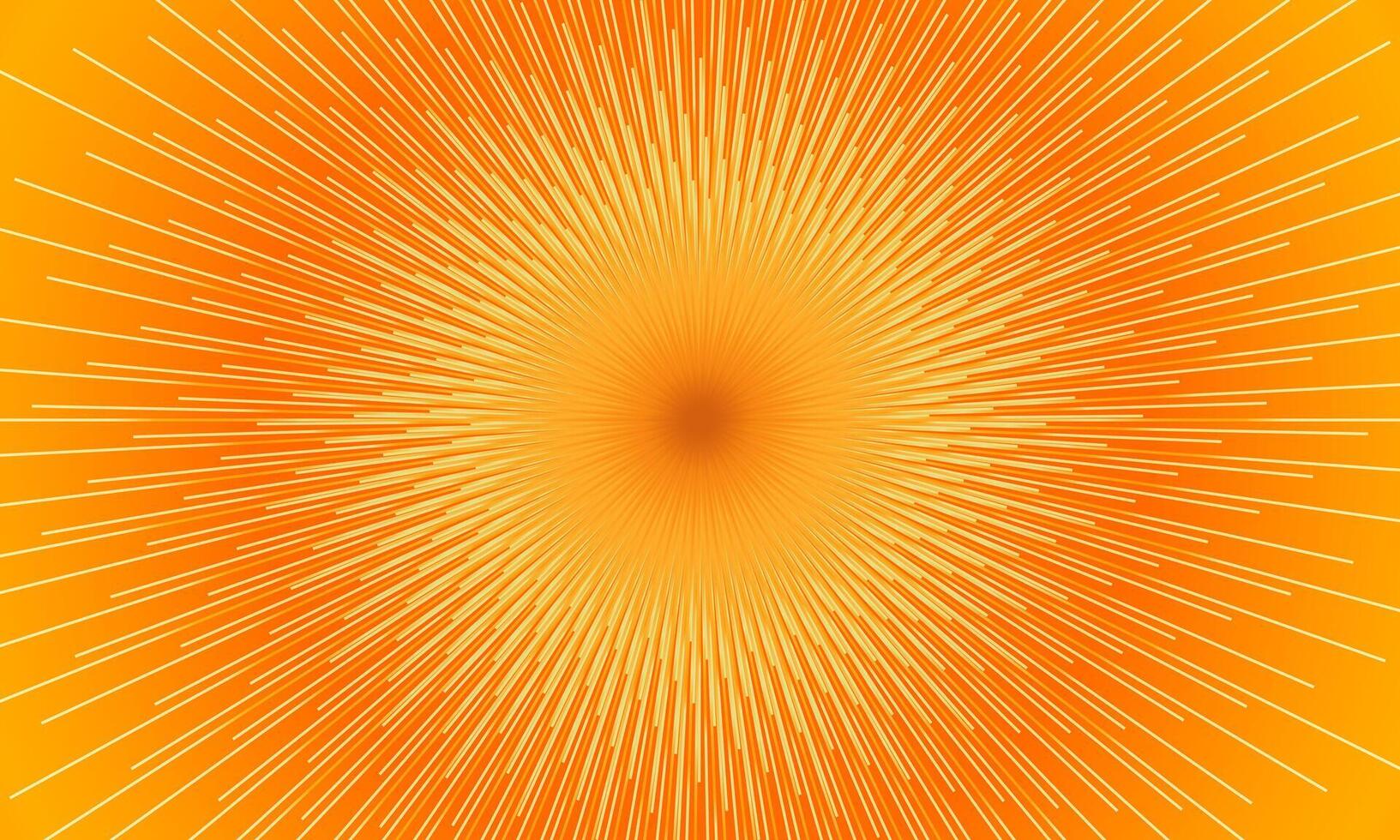 Abstract star or sun. Explosion effect. Fast motion effect. stripes lines burst orange light. vector