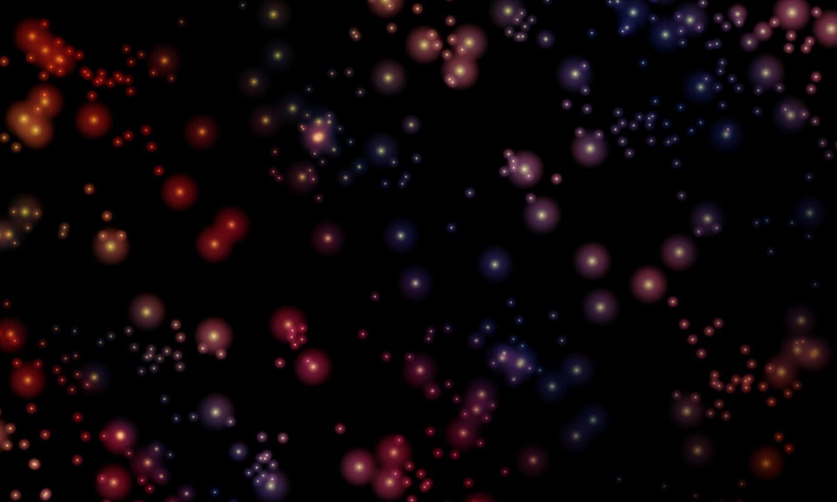 Bokeh lights effect on black background. Christmas background of shining dust colorful stars light sparkle. vector