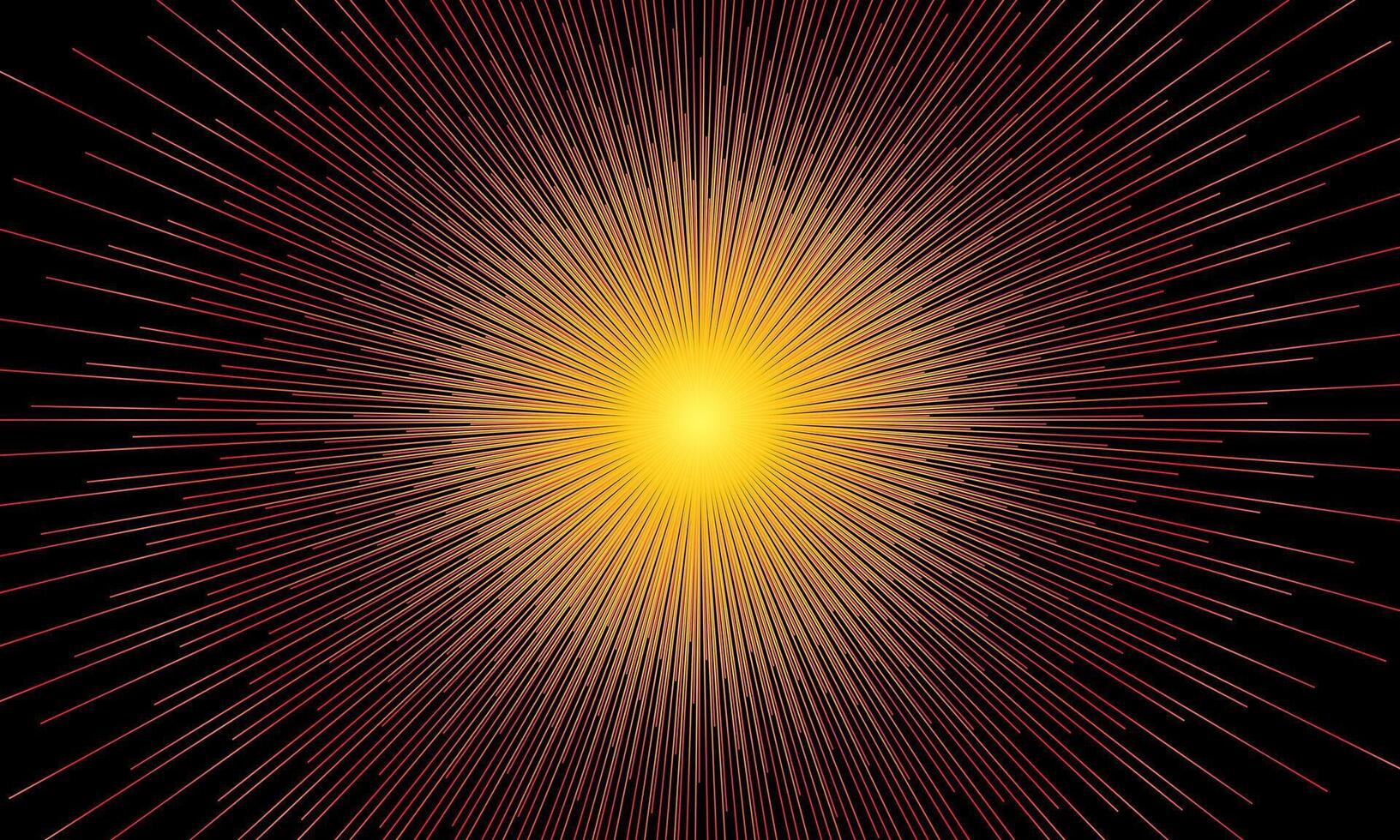 Abstract star or sun. Explosion effect. Fast motion effect. burst yellow lines light on dark background. vector
