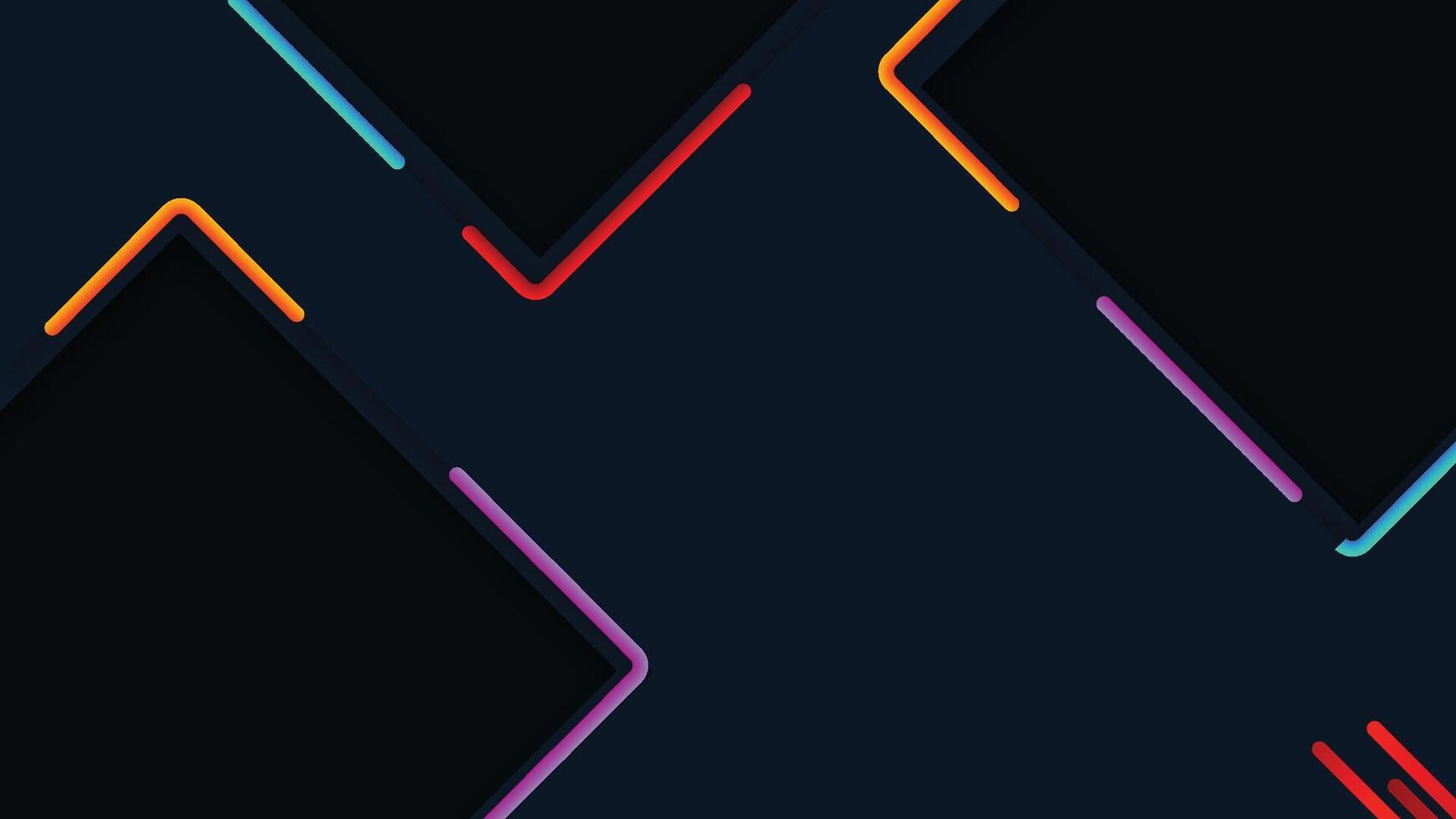 Abstract Neon Framed Shapes on Dark Background vector