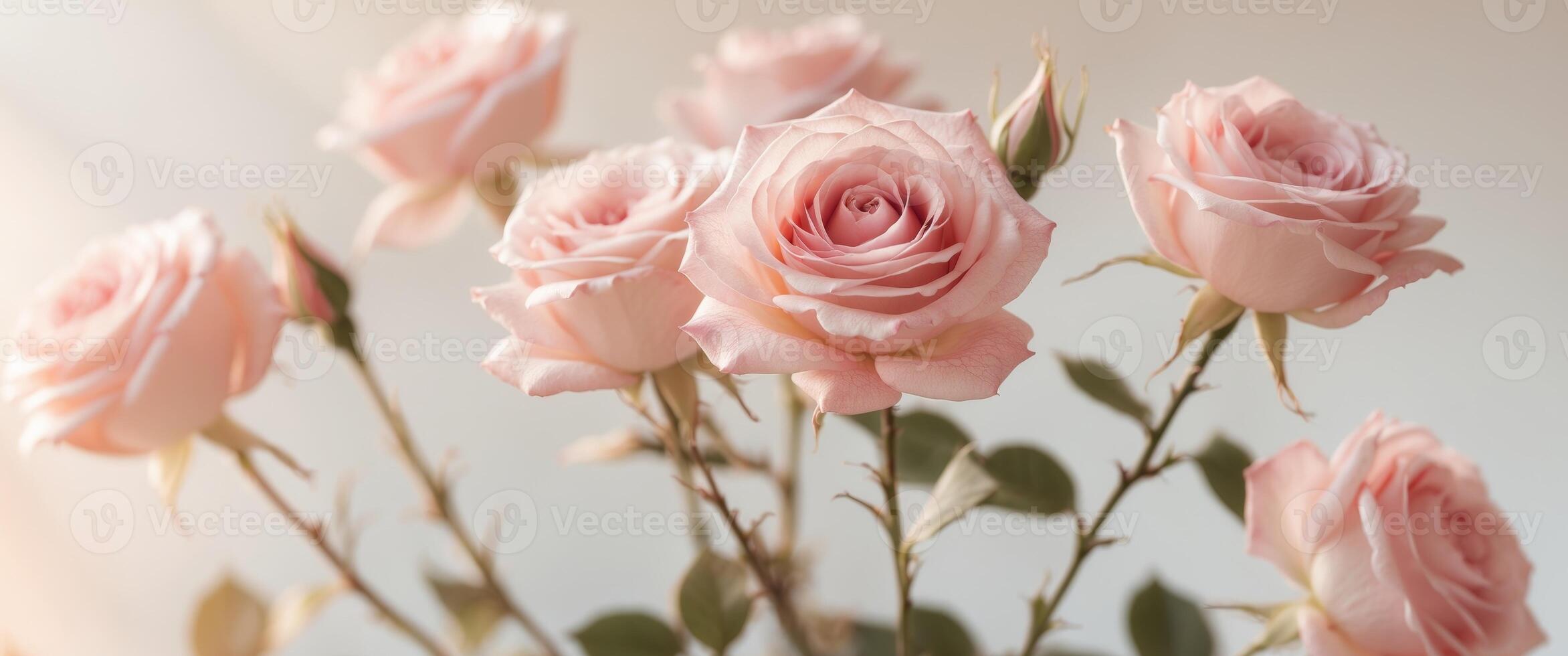 Delicate Pink Roses Framed in Soft Light. photo