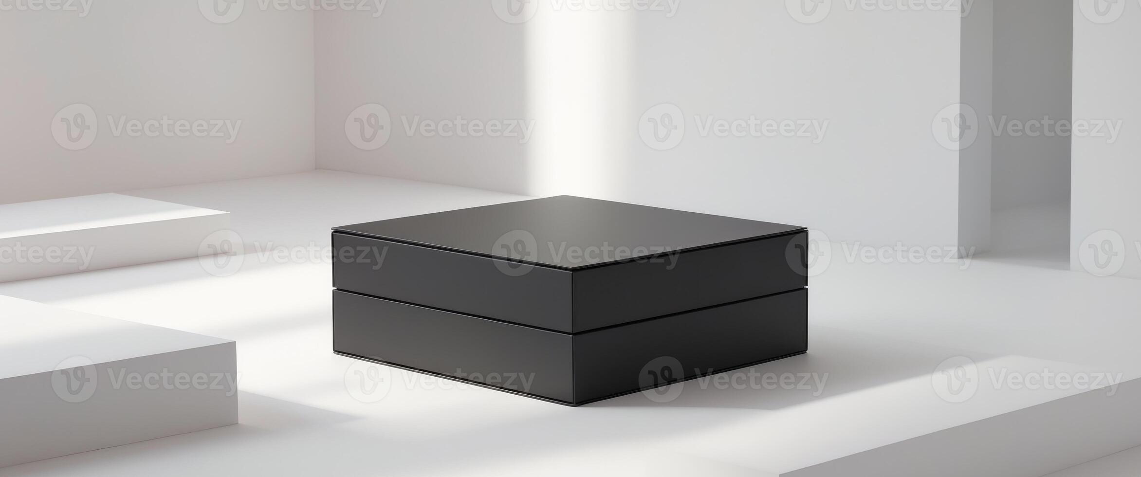 Black big rectangular box on shop mock up photo