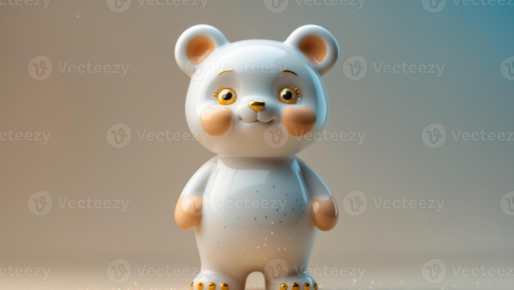 Adorable and Cute Bear Figurine Featuring a Playful Design in Soft and Delightful Colors. photo