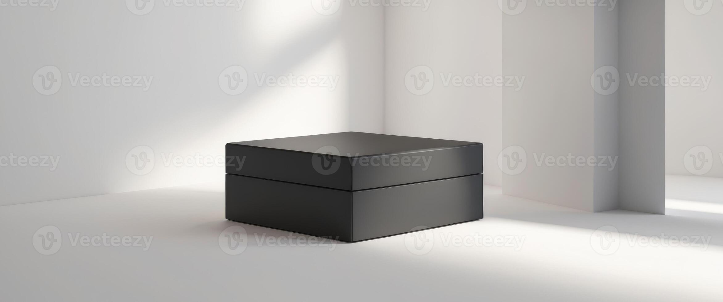 Black big rectangular box on shop mock up. photo
