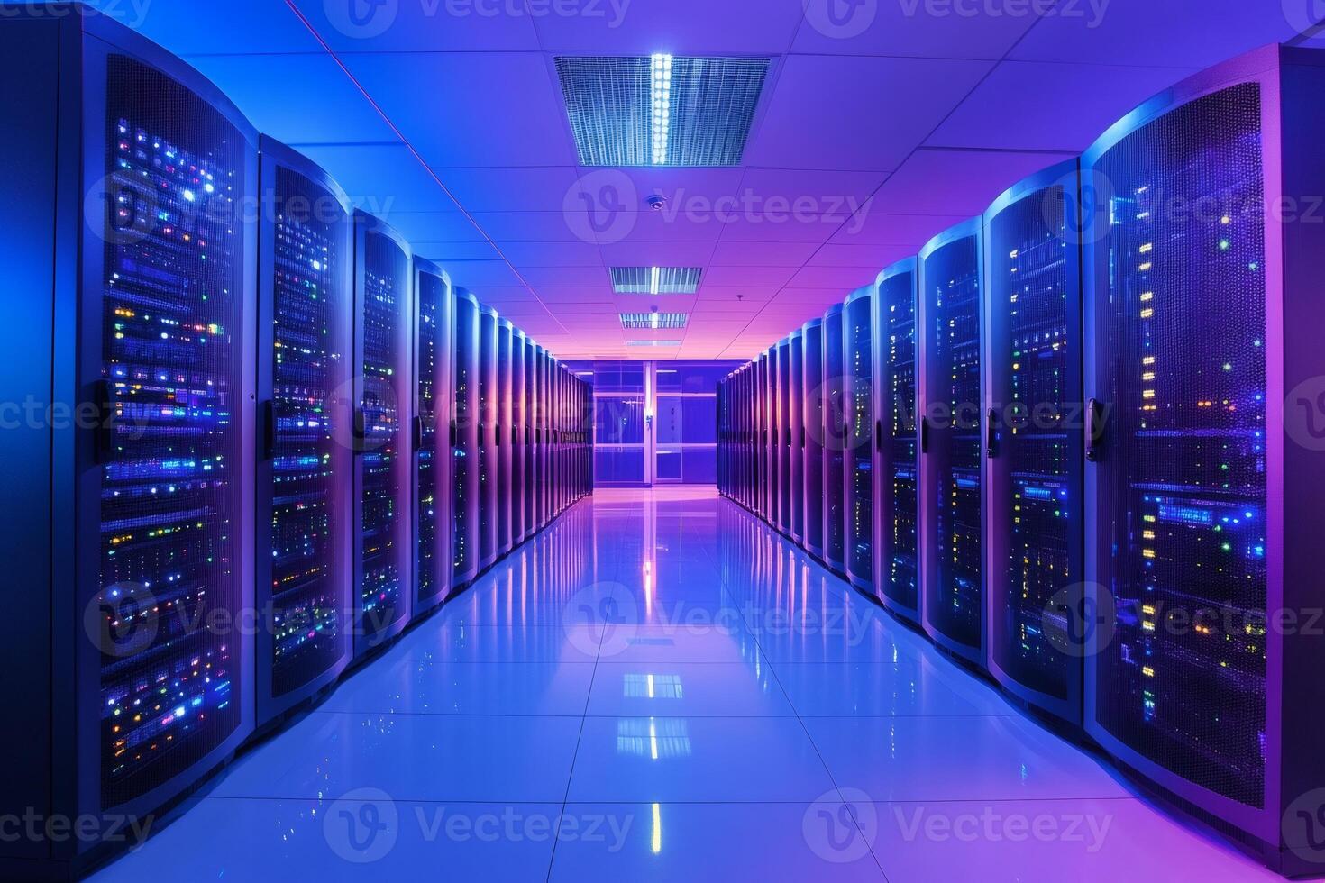Server room hosting big data with modern hardware and powerful equipment photo
