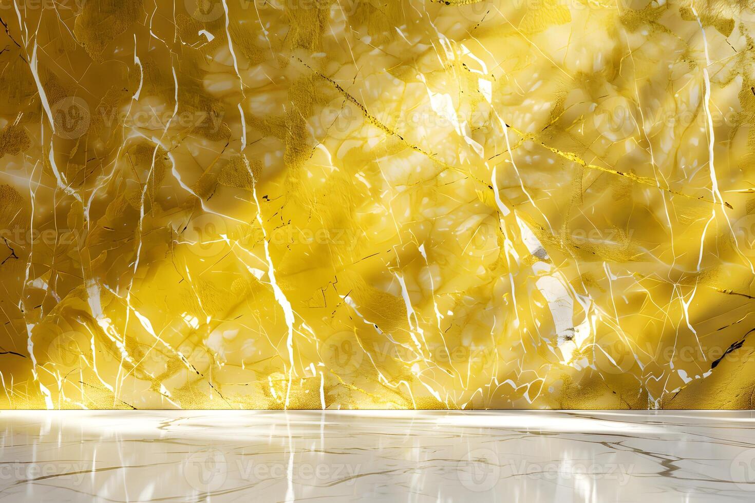 Yellow Marble Wall and White Marble Floor photo