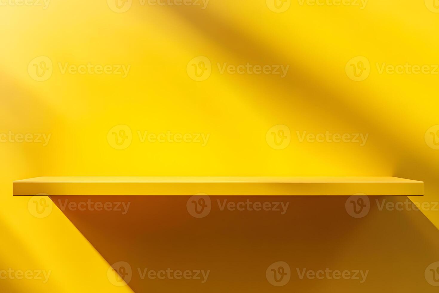 Yellow Shelf Against Yellow Wall with Shadows photo