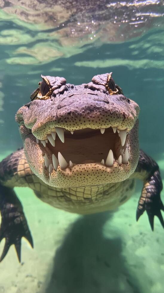 A close up of an alligator's mouth photo