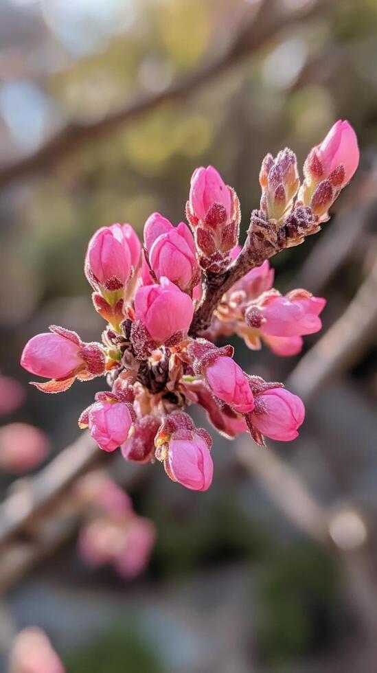 A close up of a pink flowering tree photo