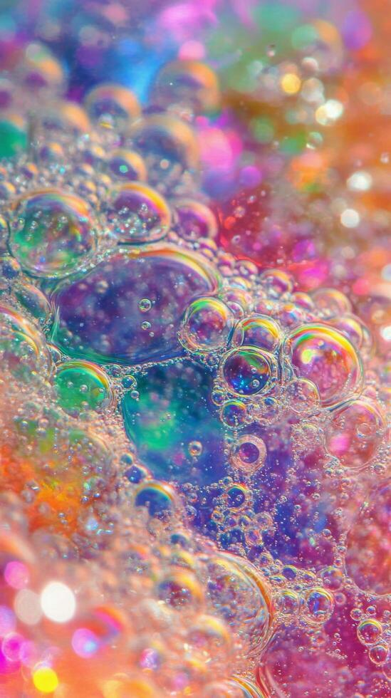 Soap bubbles in a colorful background photo