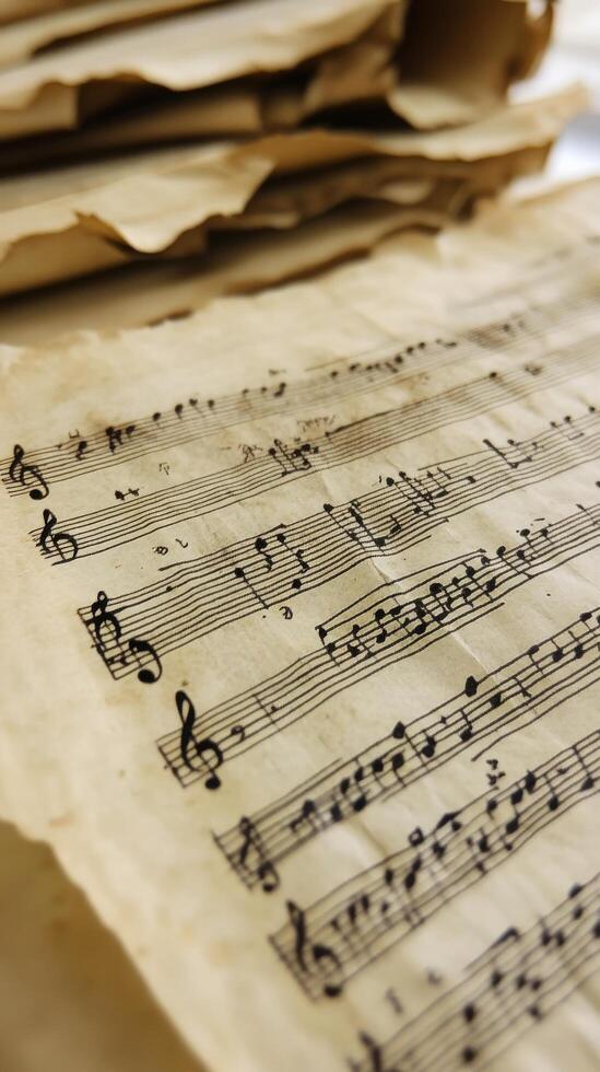 A sheet of music notes on top of a piece of paper photo