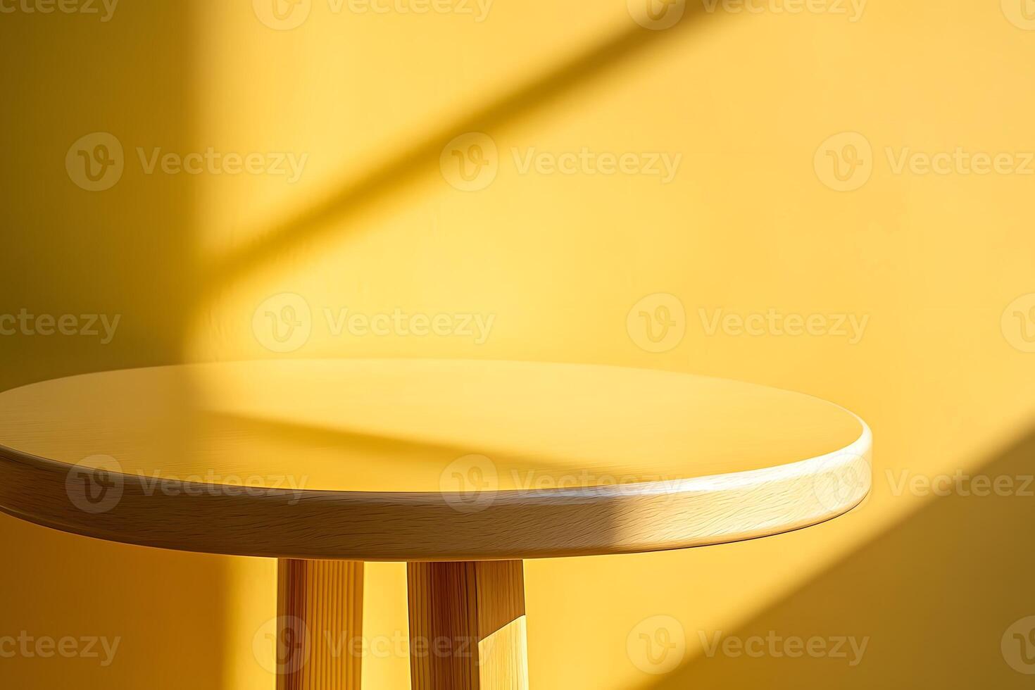 Yellow Tabletop and Wall with Sunlight Shadows photo