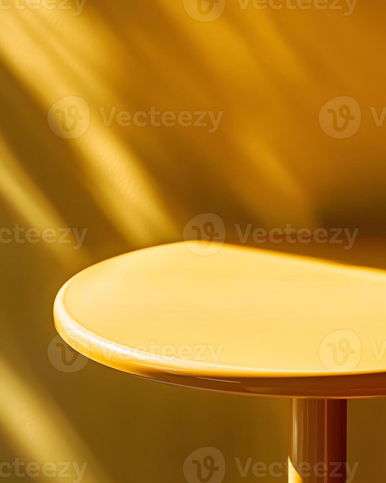 Yellow Table and Wall with Sunlight photo