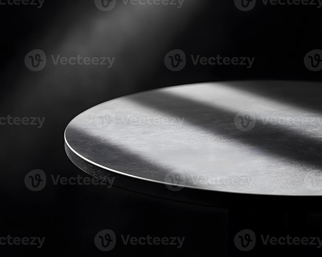 Circular Metallic Table Top with Shadowed Lighting photo