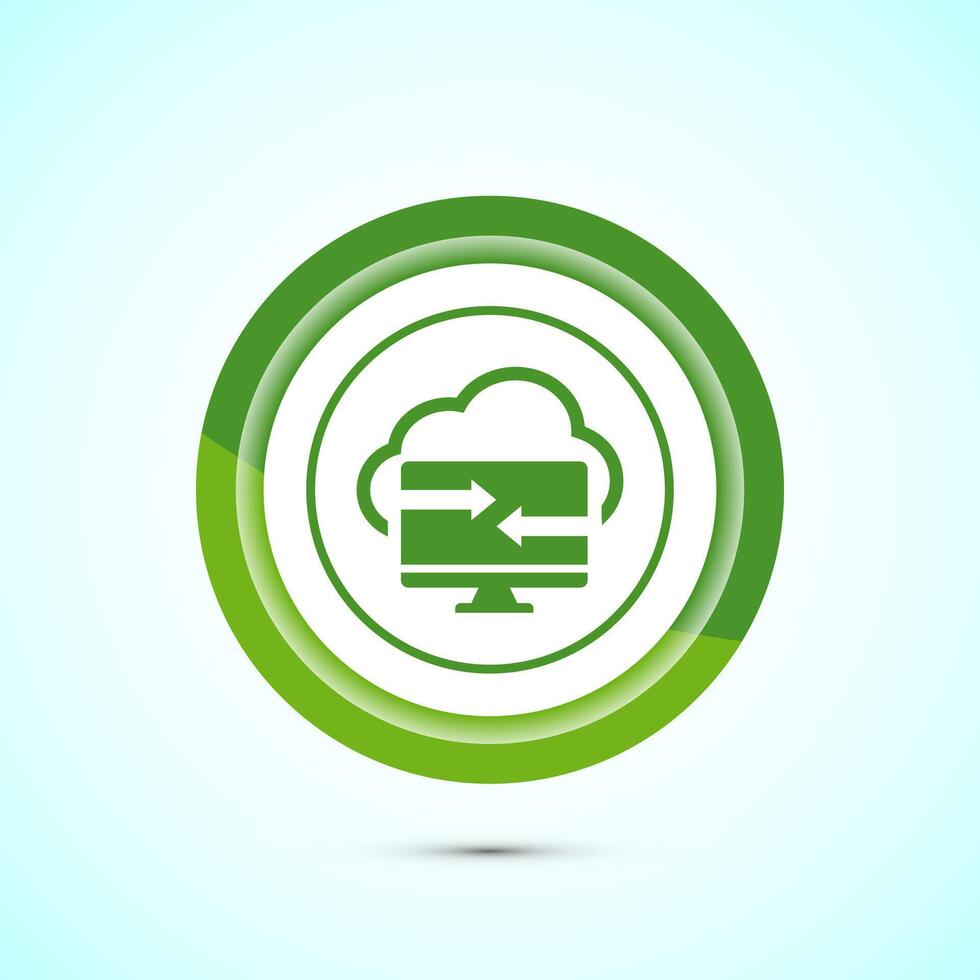 Data exchange icon design illustration, Data transfer sign for apps and websites, Green color button design vector